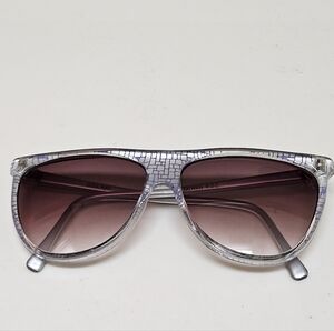 Vintage Cool-Ray Sunglasses Flat Top Silver Patterned Brown Gradient Lenses